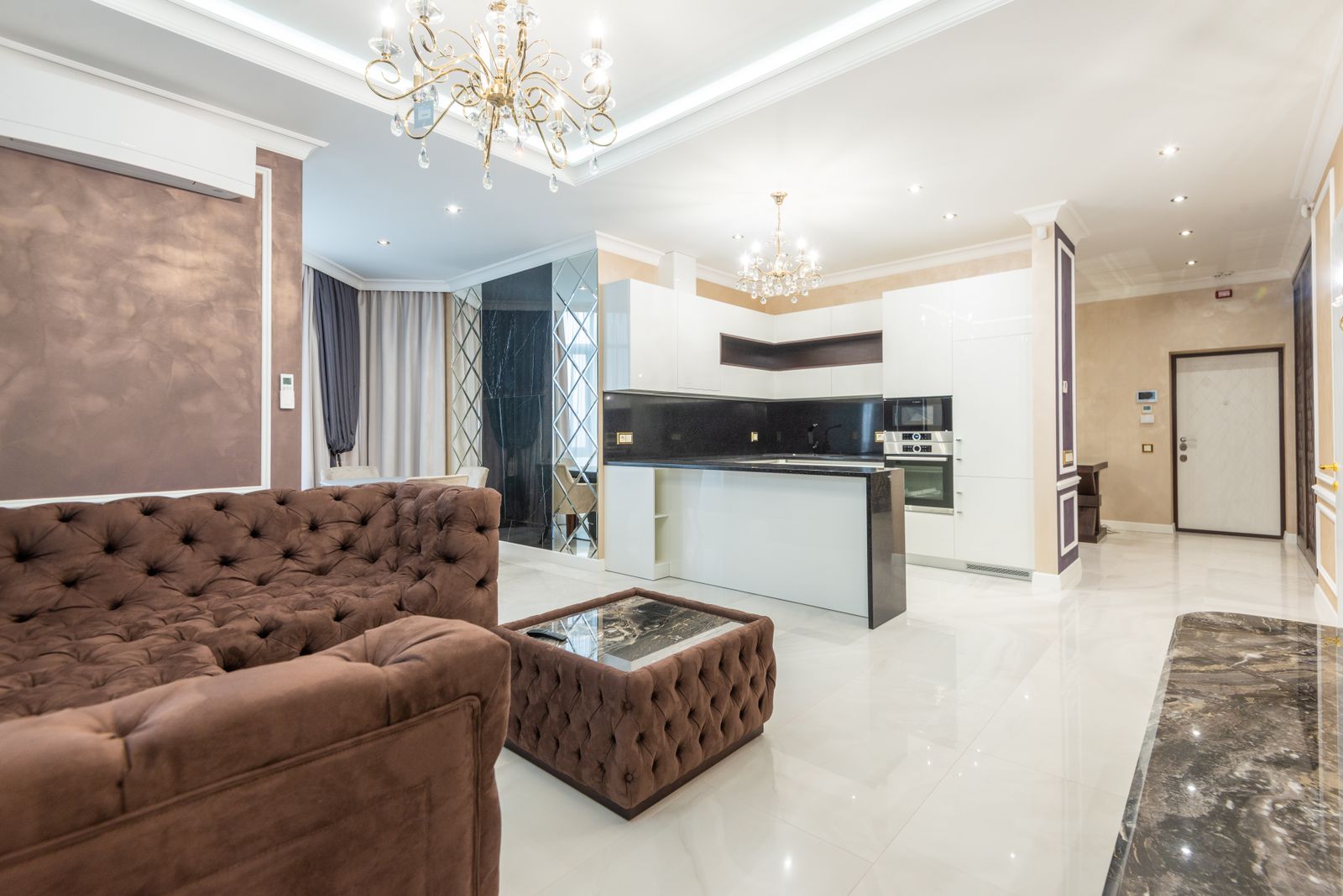 Open plan interior prepared for air conditioning planning
